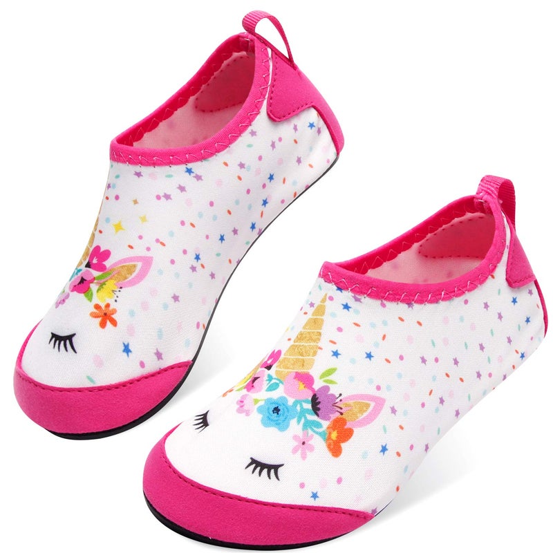 JOINFREE Water Shoes for Kids Boys Girls Swim Barefoot Shoes Soft Aqua Socks Red Horse 1-2 Little Kid - Image 1